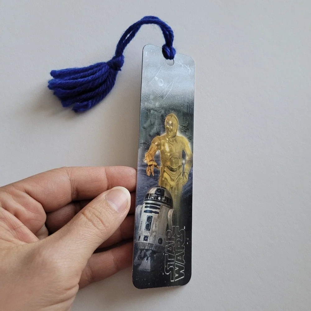 Vintage Y2K Star Wars Bookmark Droids C-3PO R2-D2 00/2002 Yarn Tassel CEBM-2130X